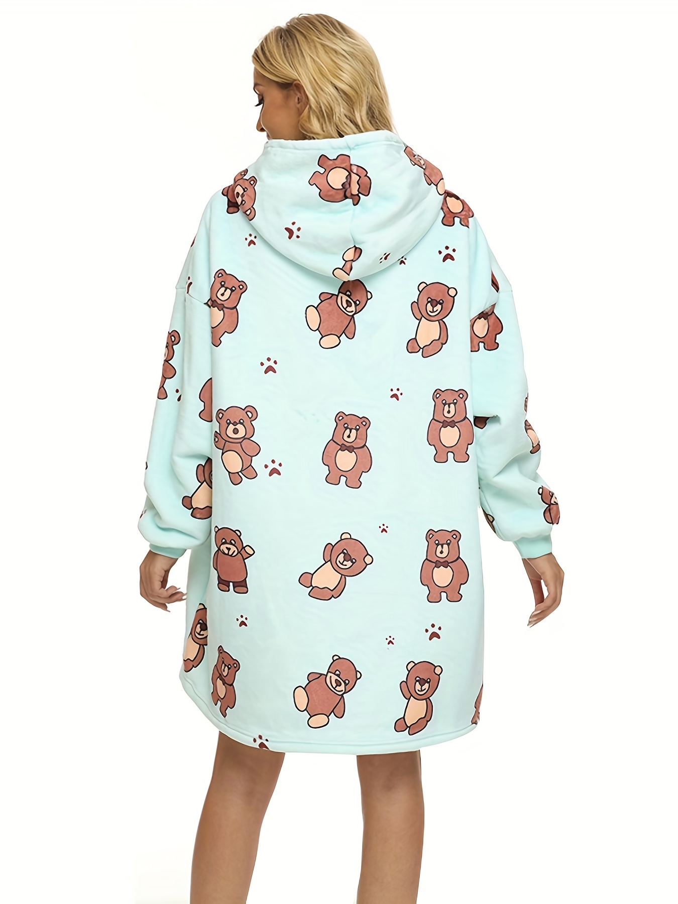 Cute Cartoon Cat Pattern House Robe, Warm & Fuzzy Hooded Lounge Robe With  Pockets, Casual Comfy Robes, Women's Sleepwear 