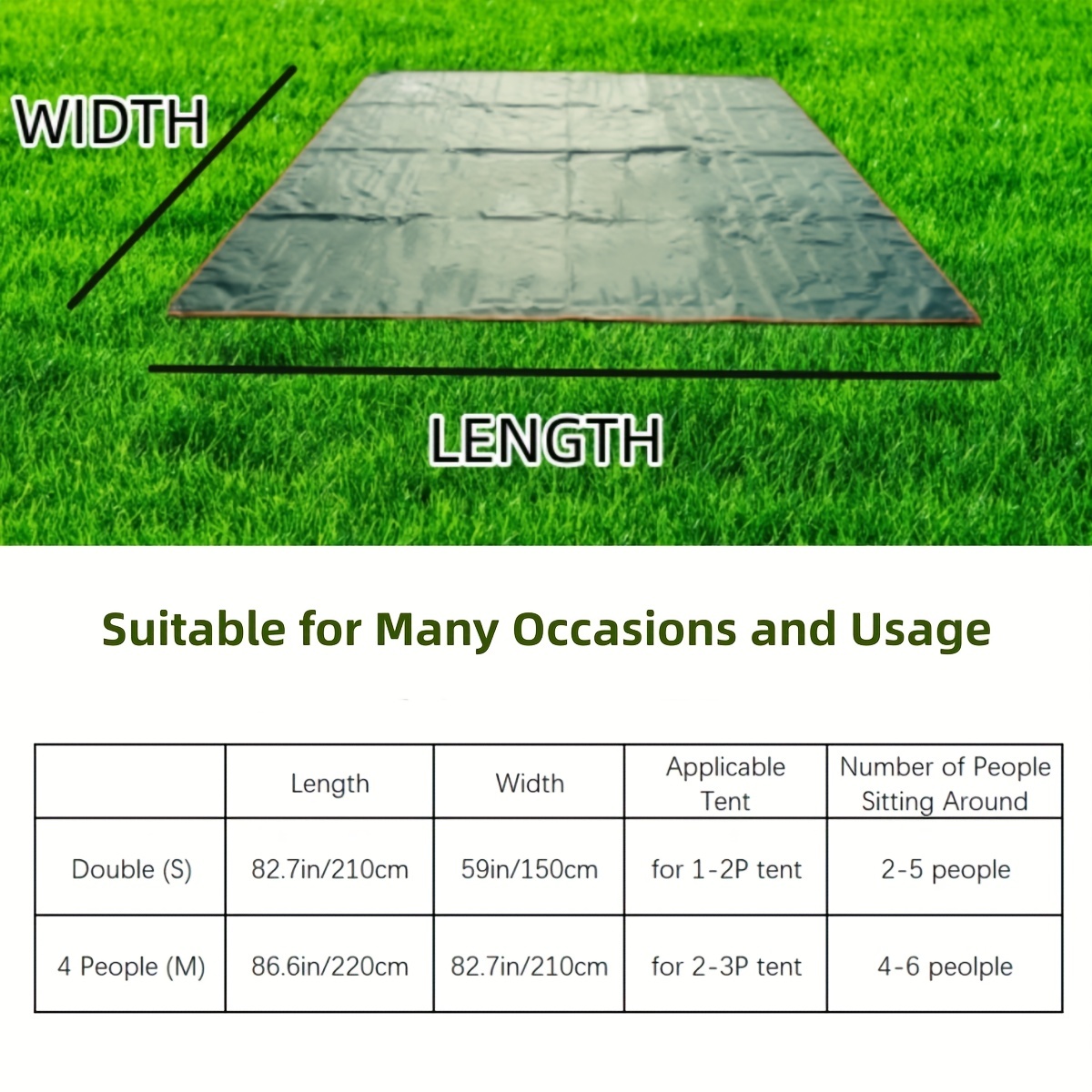PU3000 Windproof Tarp Moisture Washable Floor Mat Sunshade Canopy Pocket Mat