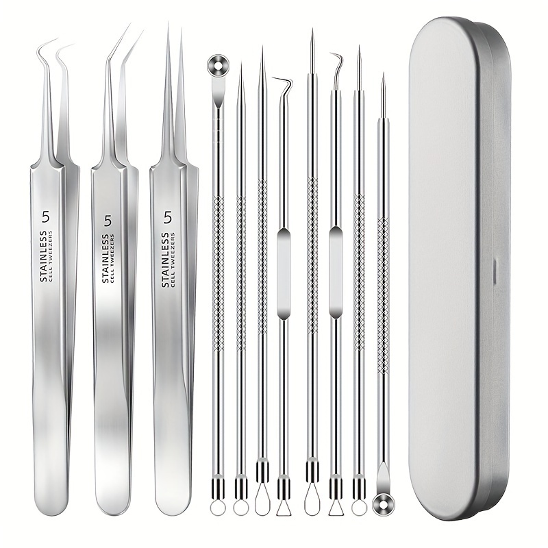 

8pcs German Ultra-fine Pimple Tweezers Needles For And - Salon Quality Beauty For Care