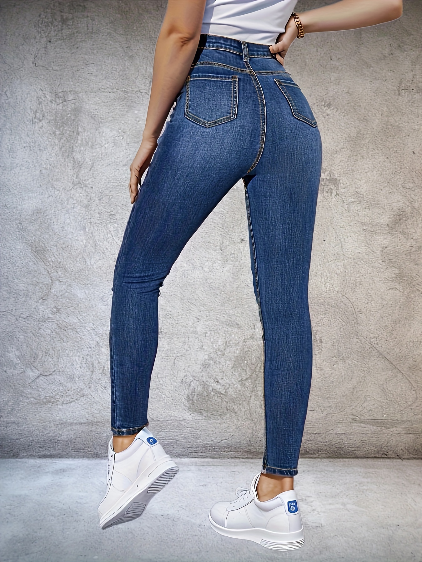 Ripped Holes Casual Skinny Jeans, High Waist Slim Fit Chic Tight Jeans,  Women's Denim Jeans & Clothing
