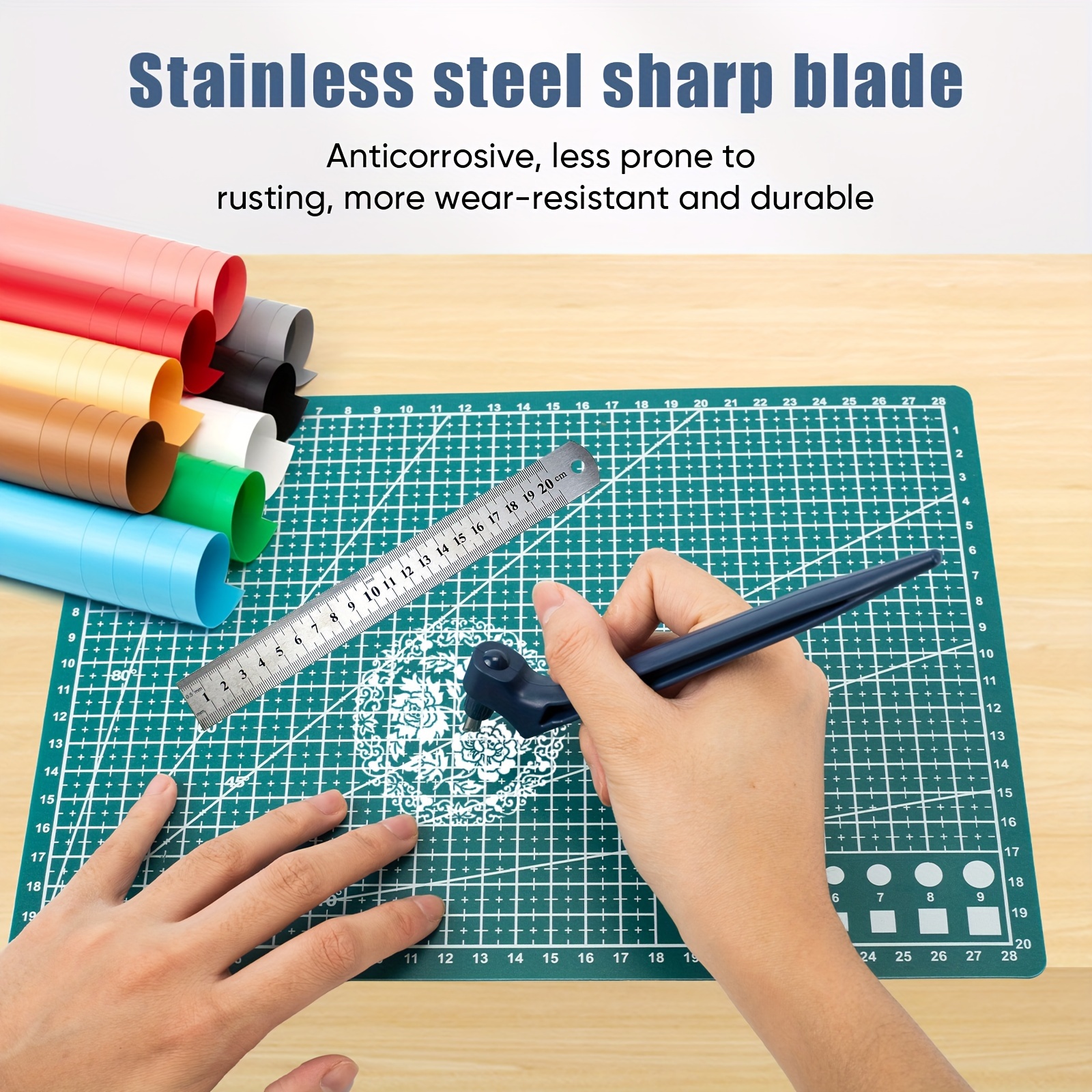 Bolígrafo de herramientas de corte para manualidades, hoja de corte  giratoria de 360 grados, cuchillos de acero inoxidable, herramienta de  corte de