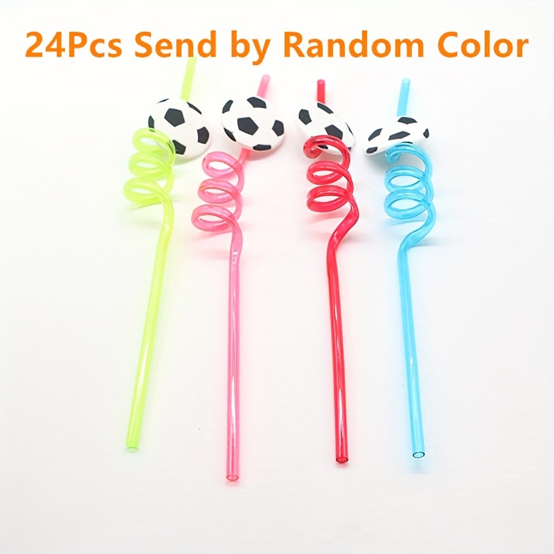 24 Pcs Christmas Party Favors Drinking Straws Reusable Xmas Plastic Straw with Cartoon Decoration for Kids Christmas Party Supplies for New Year