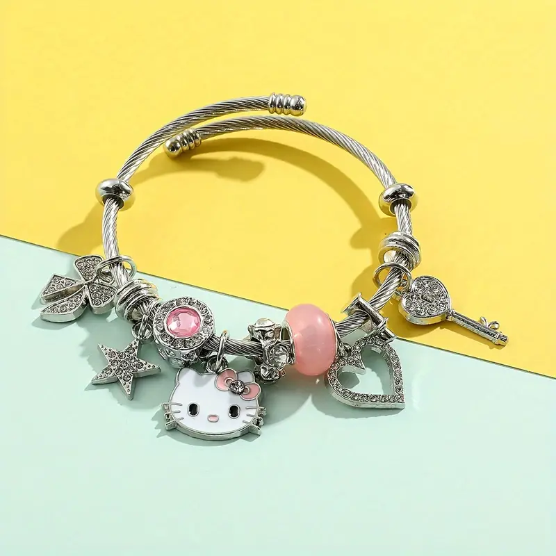 Y2k Hello Kitty Bracelet Kawaii Anime Jewelry Crystal - Temu