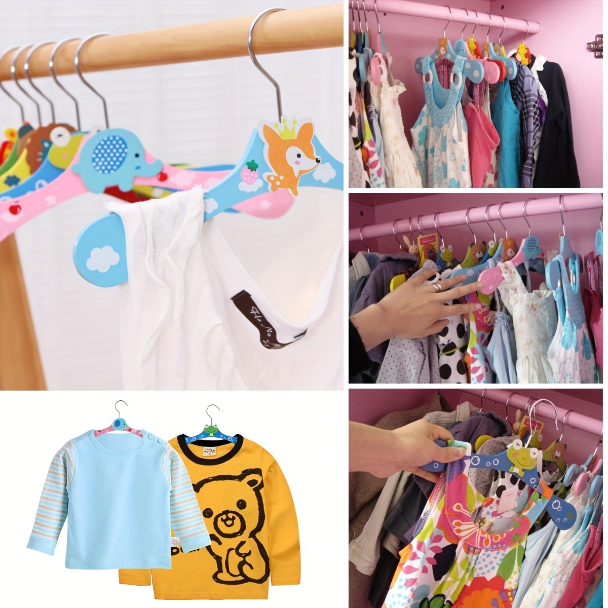 TESNN Cintre en bois pour enfants Cintre de dessin animé Cintre pour bébé Mini  cintre couleur aléatoire Cintre pour vêtements pour animaux 