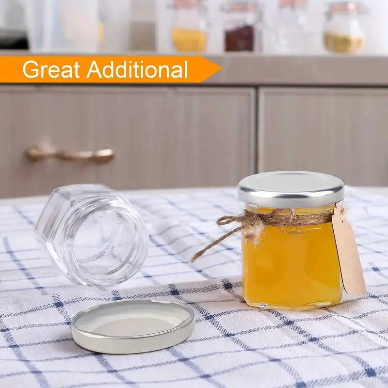 A2t57 Glass Bottles For Cans And Bottles, Hexagonal Bottles, Mason Jar With  Airtight Lids, Clear Glass Jar Ideal For Jam, Honey, Shower Favors, Fish  Sauce All-in-one Container With Silver Lid, Reusable Can