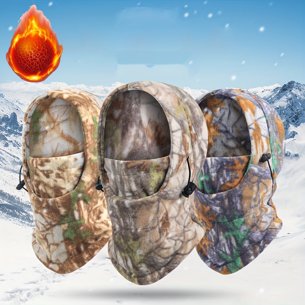 Casual Camo Print Keep Warm Face Mask, Men's 1pc unisex Camouflage Balaclava Fleece Ski Cover for Snow Gear Sports Outdoor Camping Face Mask,Temu