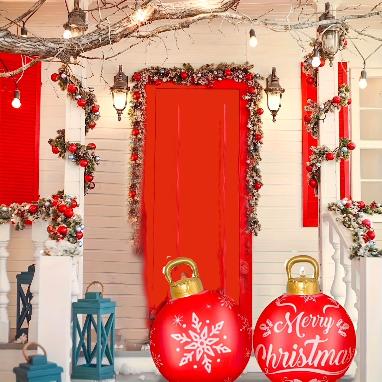 Esferas inflables de Navidad para exteriores, grandes y modernos adornos de  Navidad de 24 pulgadas para interiores, decoración de patio reutilizable