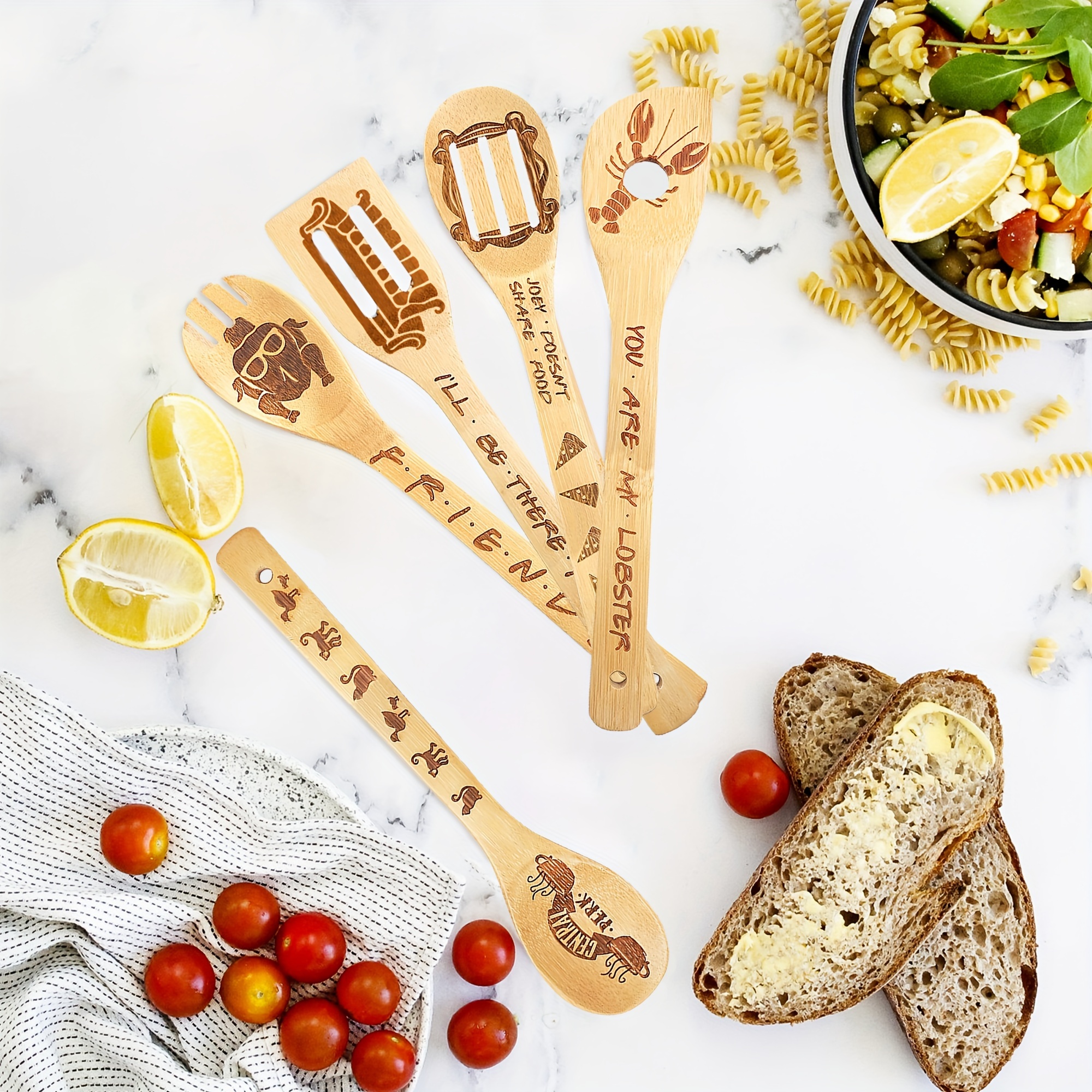 Wooden Cooking Spoons, Burned Bamboo Utensils, Wood Spatula Spoons Kitchen  Cookware Set, Funny Kitchen Decor For Housewarming Birthday Christmas Gift  - Temu