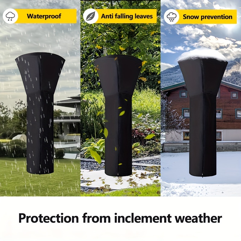 1pc Outdoor Heater Cover Patio Heater Cover Outdoor Heavy Duty Heater Cover  With Zipper Anti-UV And Dust Proof Outdoor Patio Furniture Cover Black