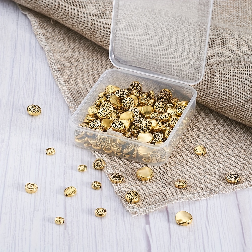 160pcs Golden Beads Assorted Patterns DIY Jewelry Making