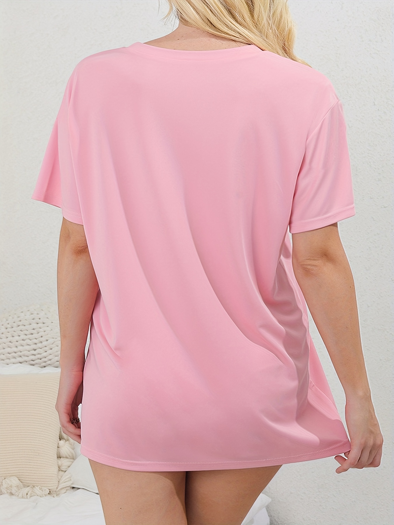 Skull Print Short Sleeve Round Neck Tee Sleep Dress