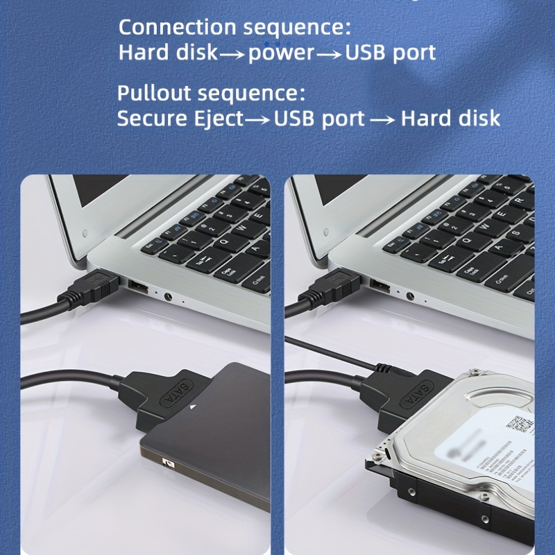 Adaptateur USB 2.0 vers câble SATA convertisseur convertisseur 22 broches  lecteur gratuit 2.5 SATA HDD SSD pour ordinateur portable 