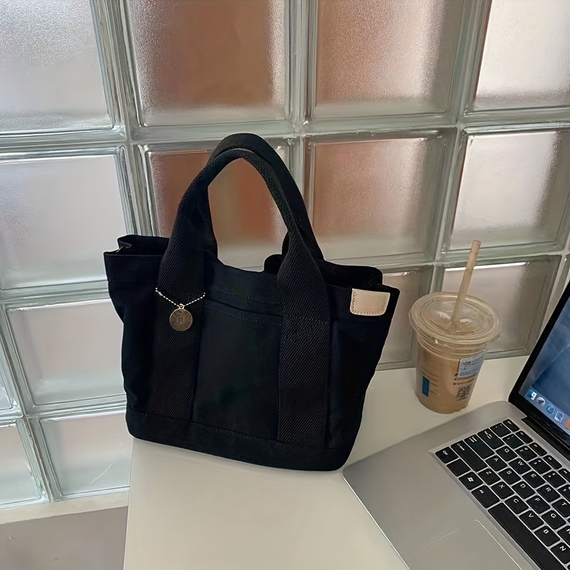 Borsa Tote In Tela Tinta Unita Borsa A Cartella Multitasche - Temu Italy