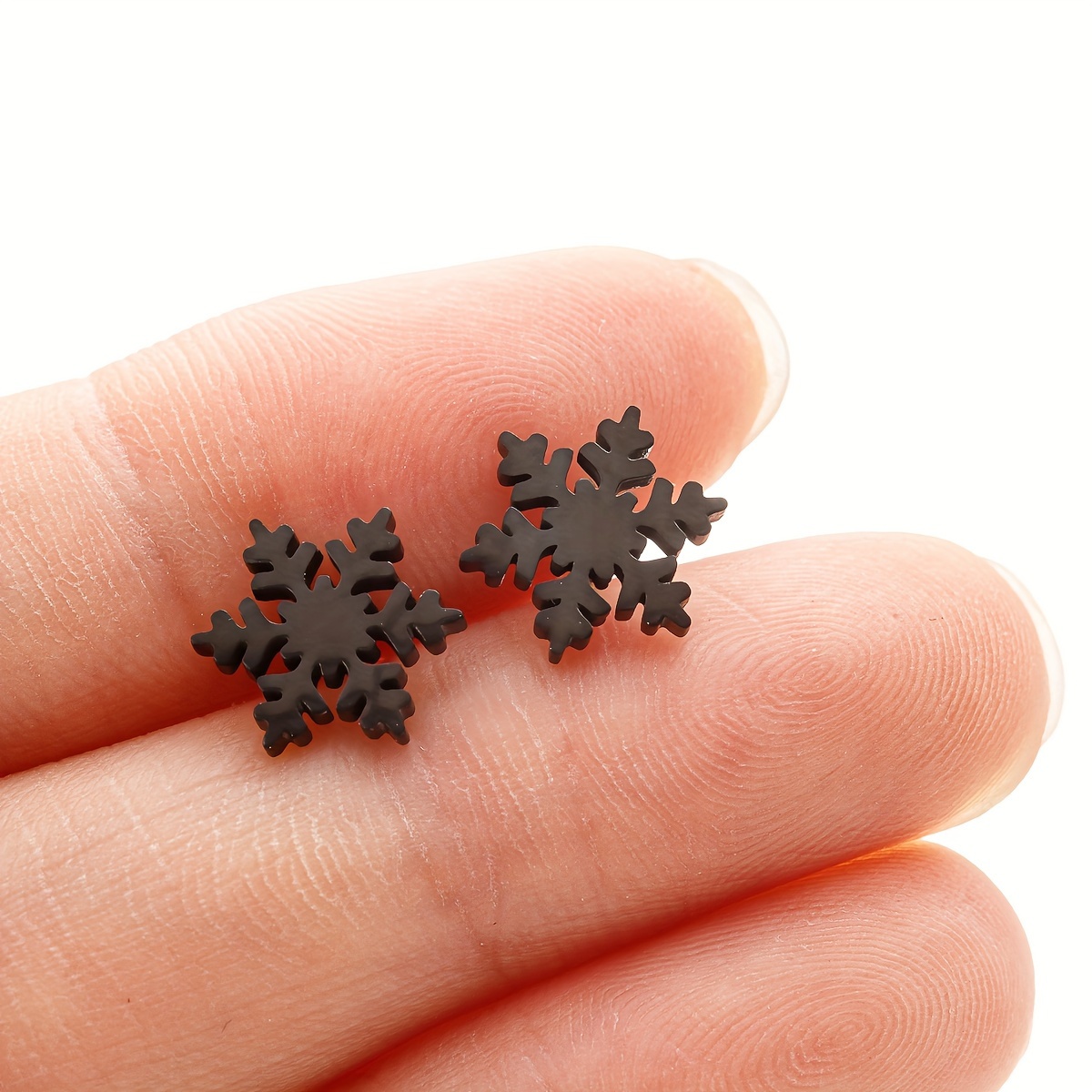 Small Stainless Steel Snowflake Stud Earrings for Women