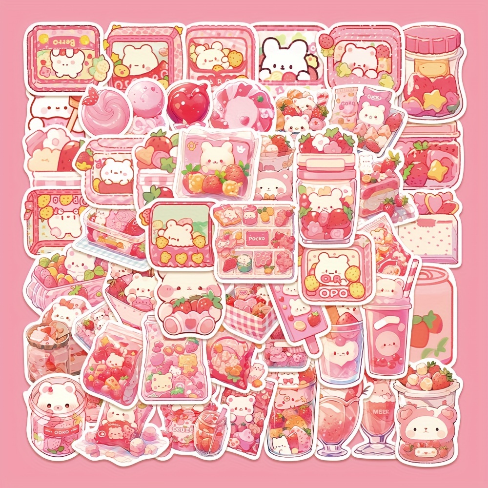 50 Cute Cartoon Pearl Milk Tea Aesthetic Stickers For Journal Pack