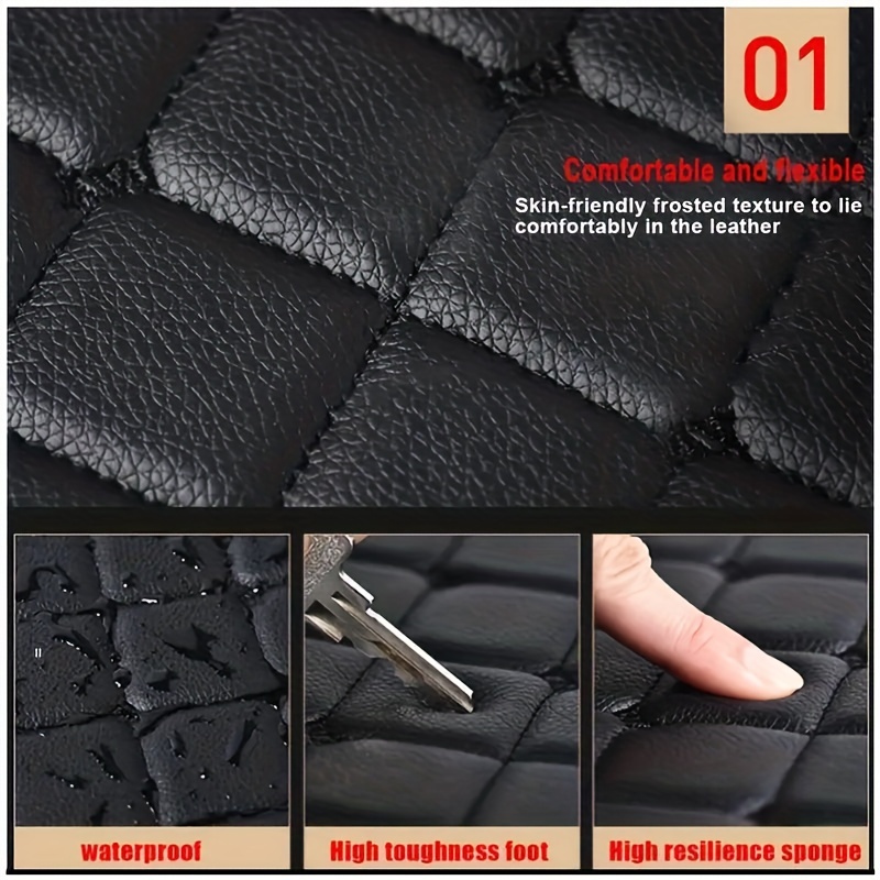4pcs Leather Car Floor Mats Universal Carpet - Coffee Color