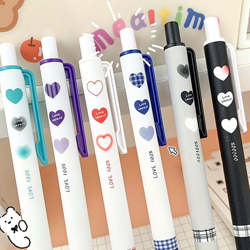 Black Cute Heart Shaped Click Gel Ink Pens For Students - Temu