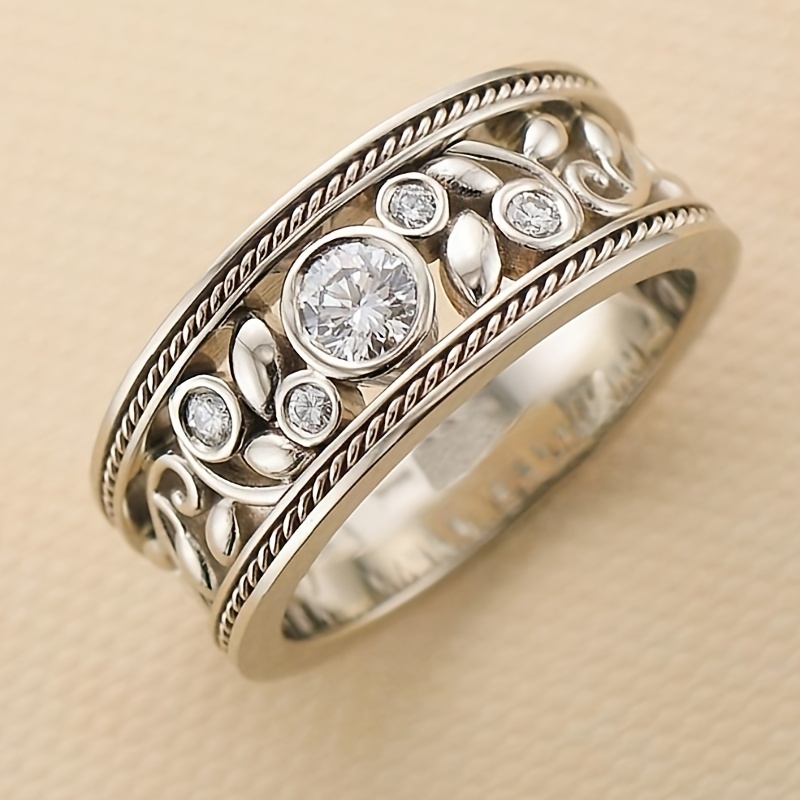 925 Silver Plated Zircon Ring, Wedding Engagement Gift