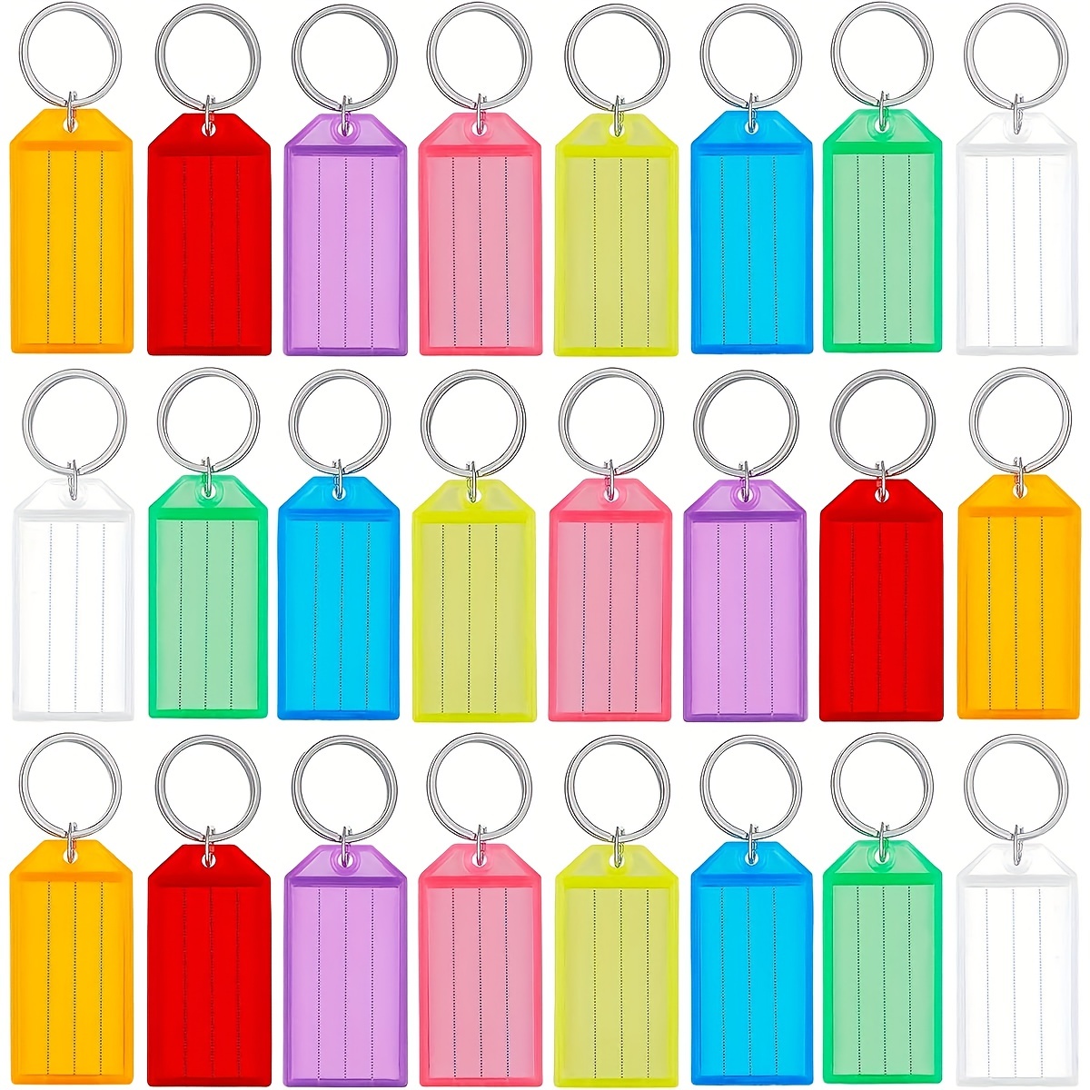 24 Confezioni Di Etichette per chiavi in plastica resistenti con finestra  di etichetta ad anello diviso, colori assortiti