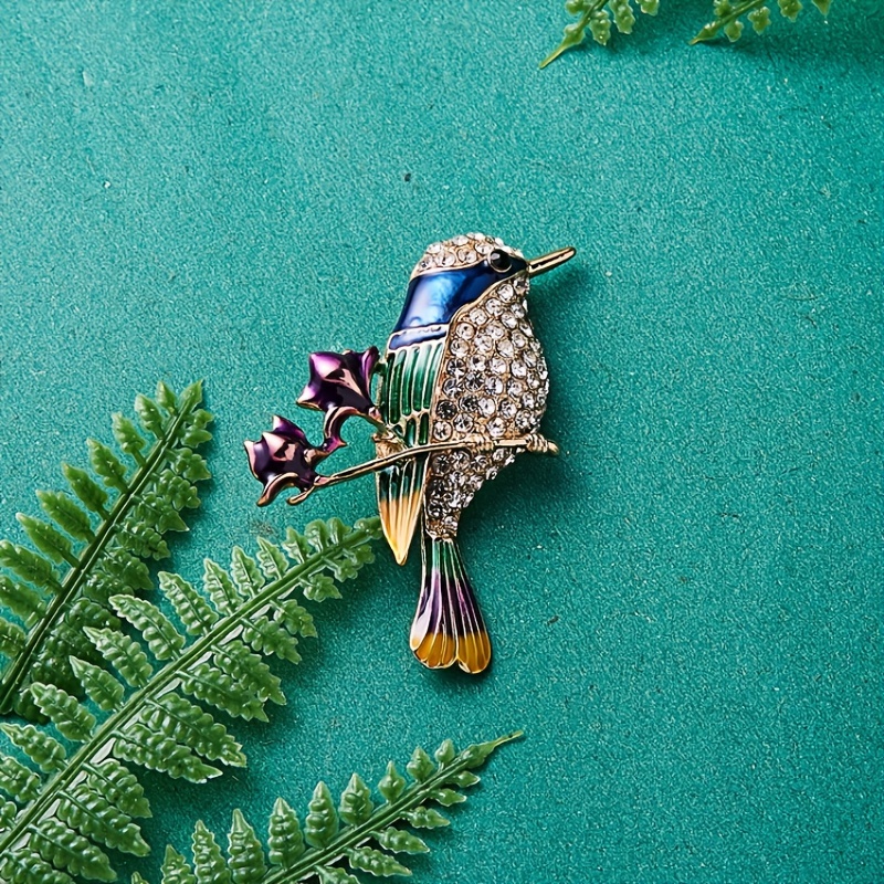 Animal Hummingbird Brooch Pins for Women Fashion Bird Pins Elegant  Rhinestone