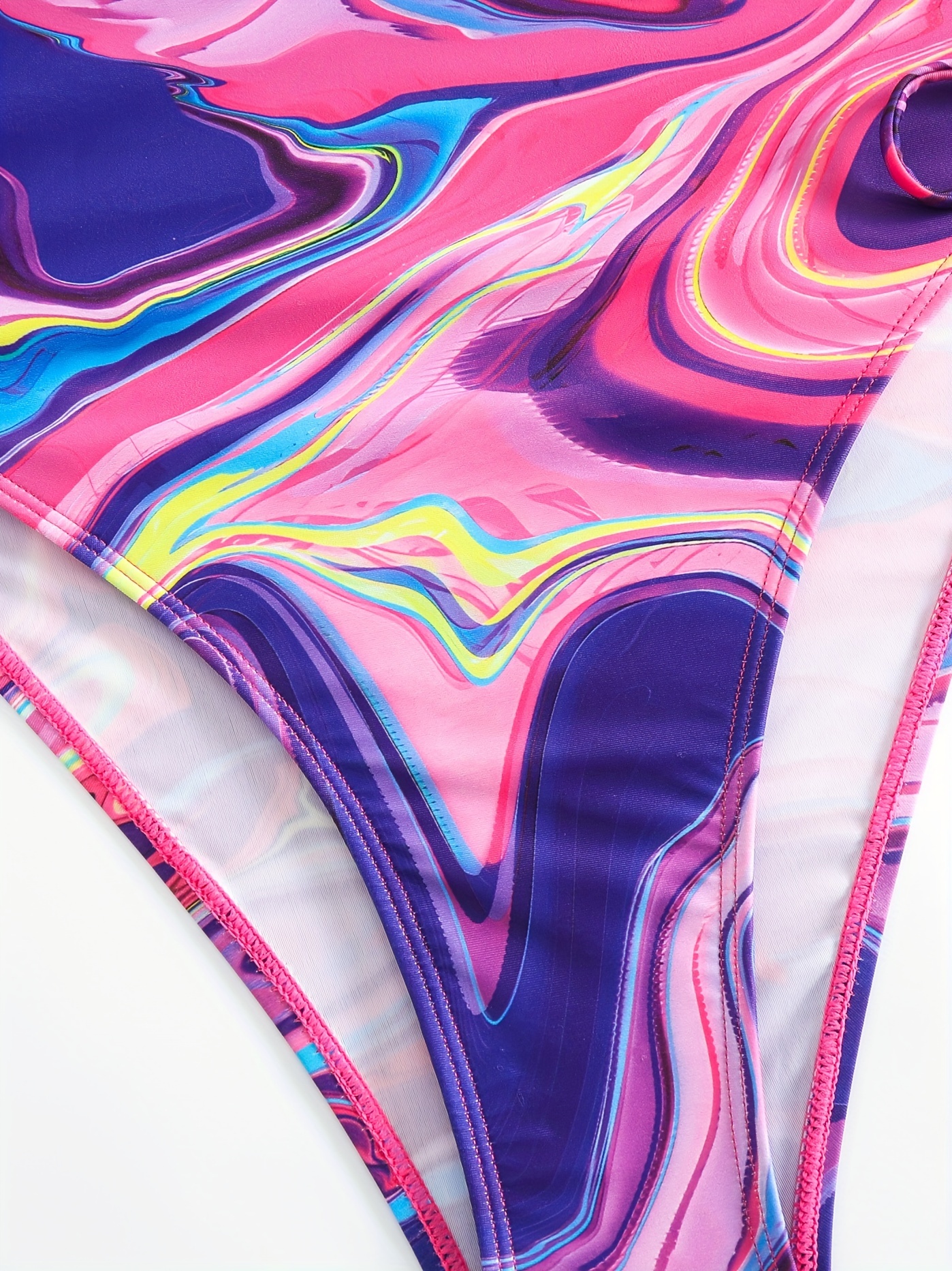 Colorful Swirl Print One Shoulder Swimsuit Cut - Temu