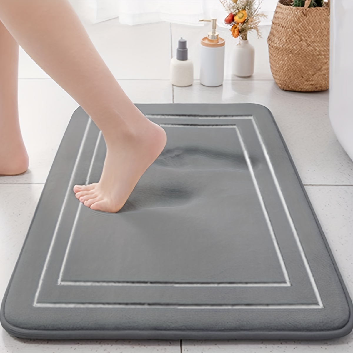 Soft And Anti-slip Memory Foam Bath Mat, Absorbent Doormat For
