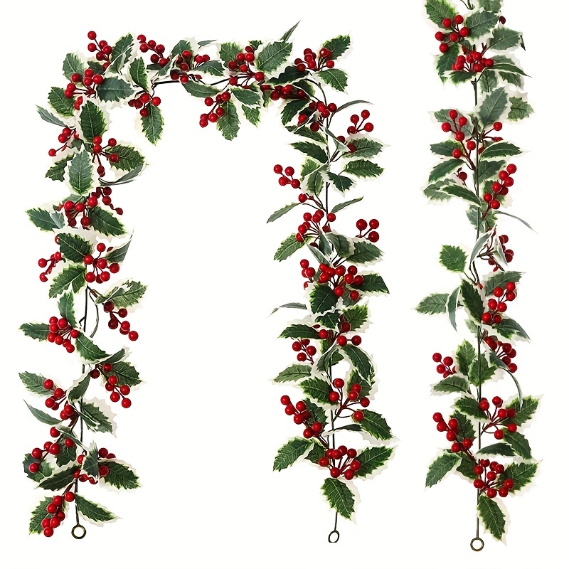 Artificial Faux Garland Christmas Berry Plants Home Holiday - Temu