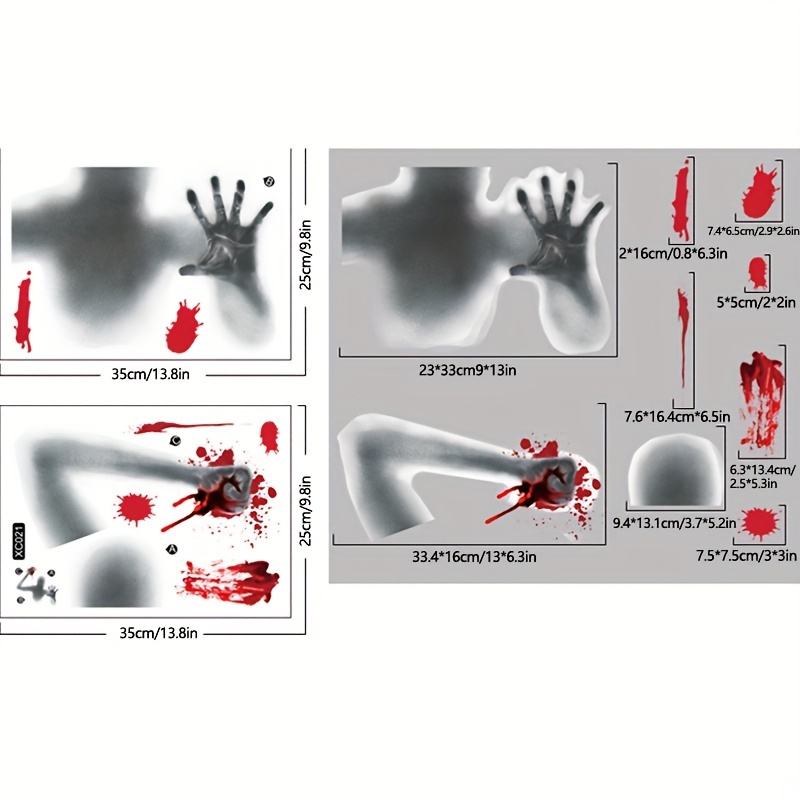 Scary Halloween Window Clings Horror Blood Handprints Footprints Stickers