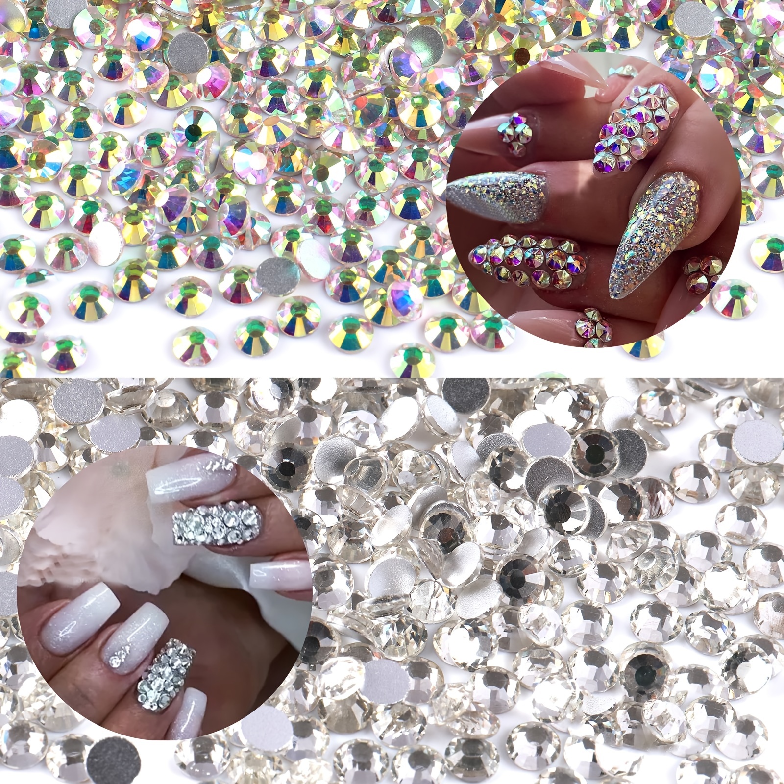  Tamaños mixtos, 300 piezas de diamantes de imitación para arte de  uñas, color amarillo cristalino AB, piedras de uñas acrílicas no fijas,  gemas para decoración artística de uñas 3D (cristal amarillo