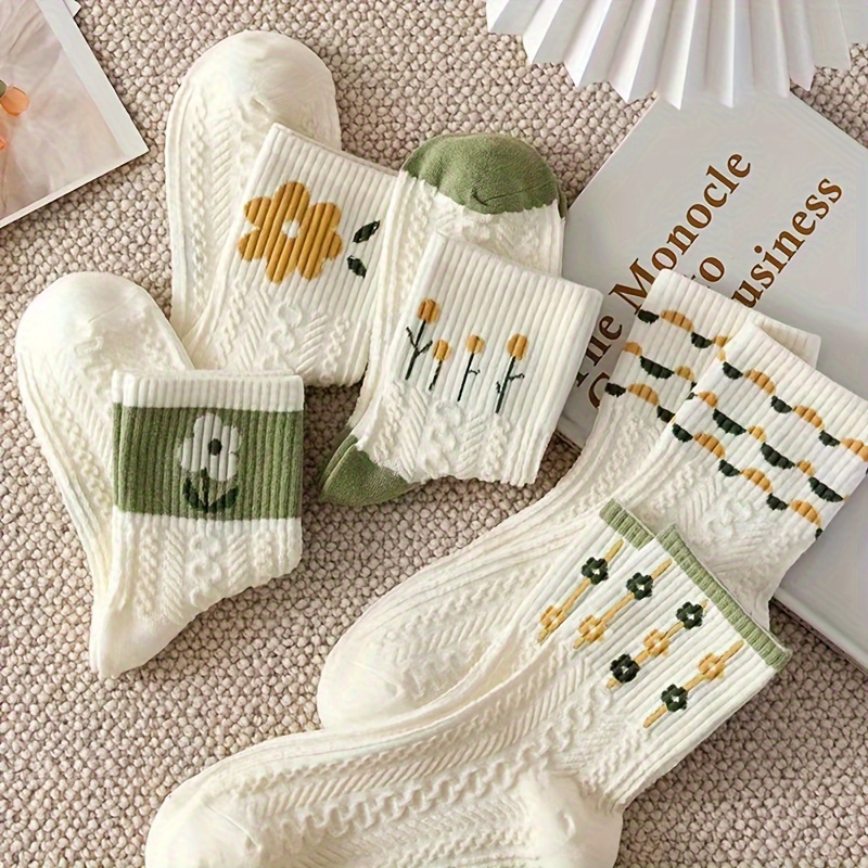 5 paires de chaussettes à floraux pour femmes Détails du produit 3