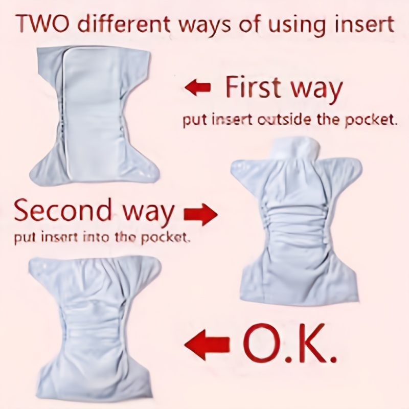 4pcs Reusable Cloth Diapers Adjustable Washable Nappy Inserts Baby Cloth Diaper