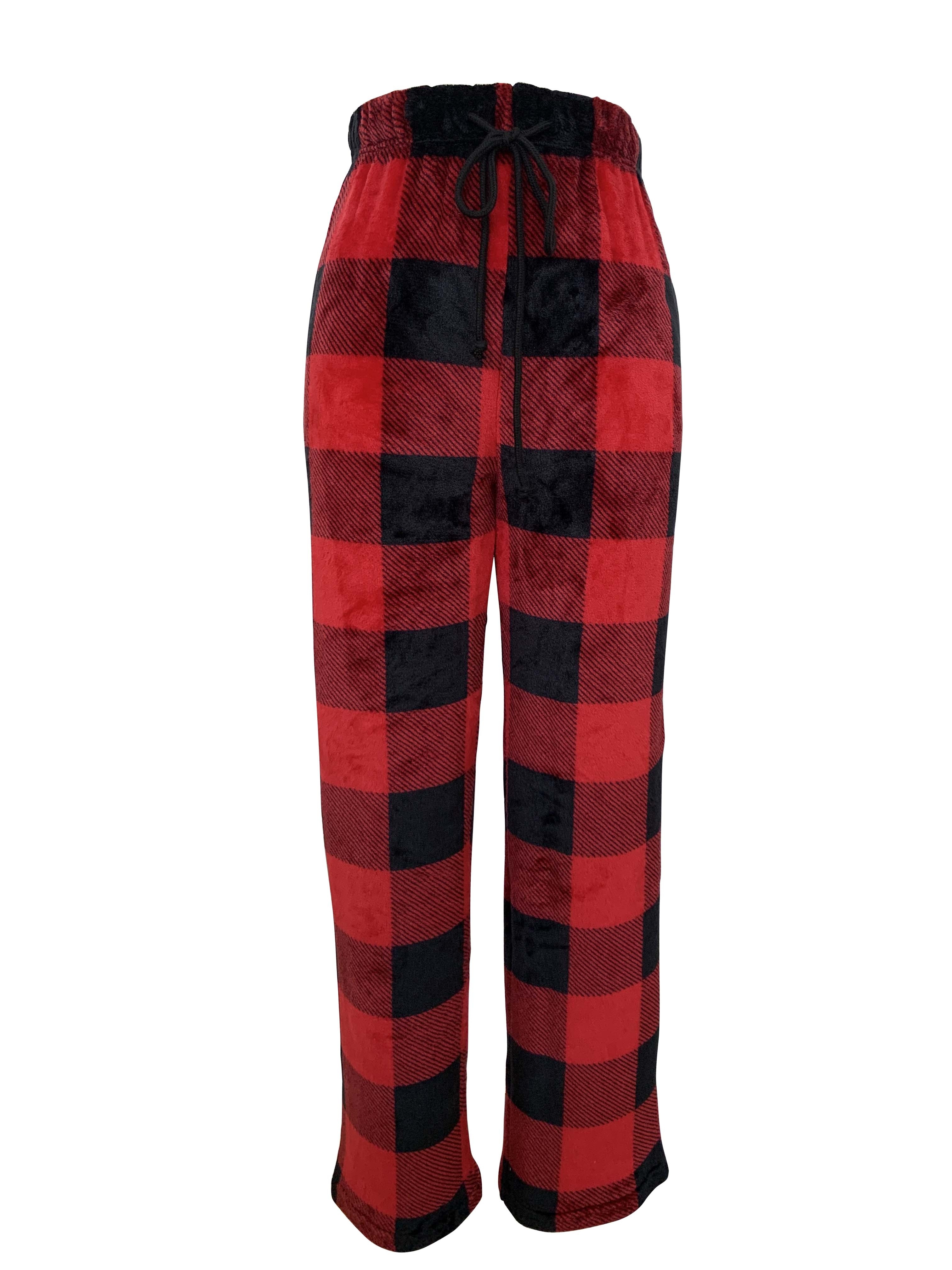 Plaid Fleece Loose Pants Casual Drawstring Waist Warm Pants Temu