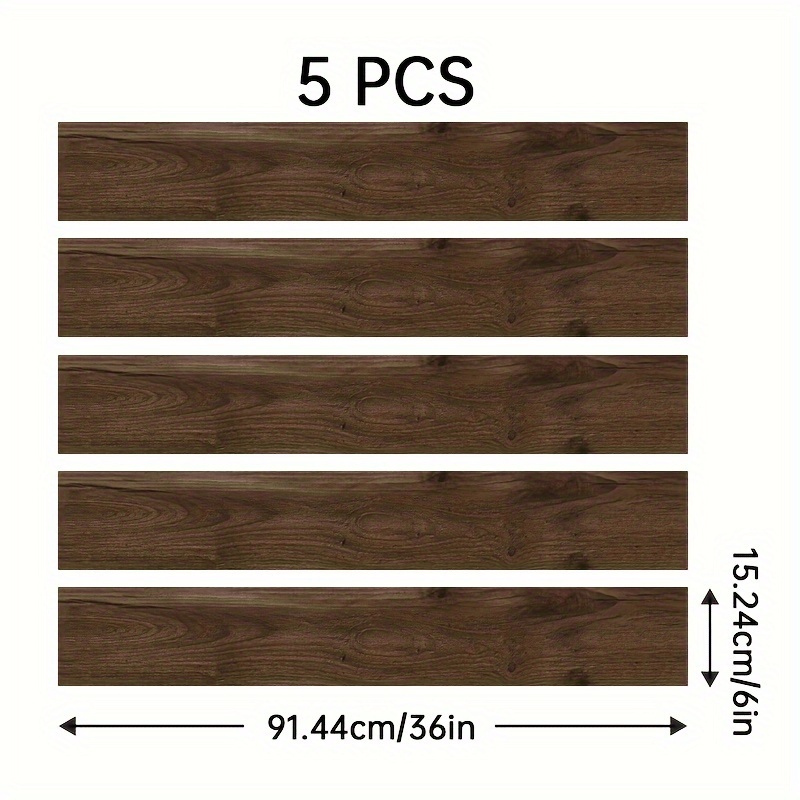 Yenhome PVC Floor Tiles Peel and Stick 3 Pcs, Size: 6 x 36, Brown