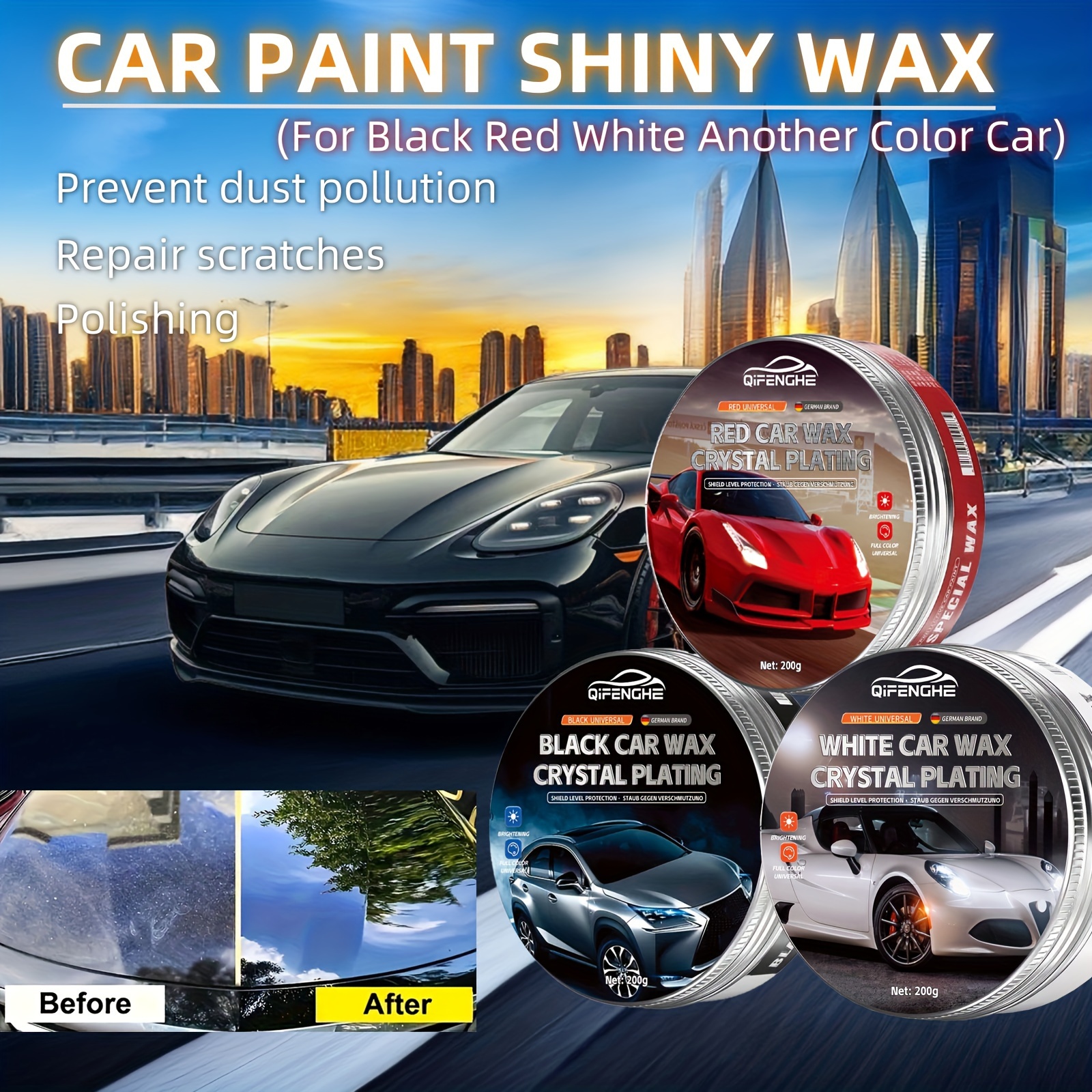 Car Polish Black Car Wax Crystal Plating Set Covering Paint Surface Coating  Formula Hard Glossy Wax Layer Waterproof Film