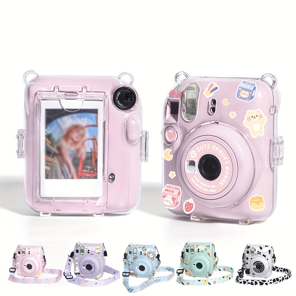  Rieibi Clear Protective Case for Fujifilm Instax Mini Evo  Instant Camera - Hard Carrying Case Cover with Shoulder Strap : Electronics