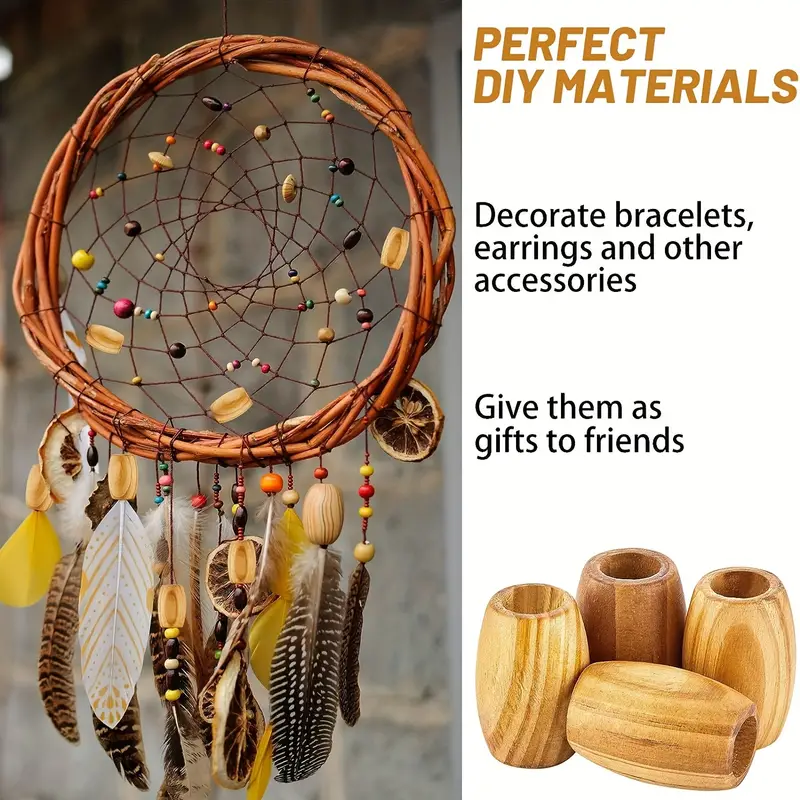 Large Wooden Spacer Beads Wooden Macrame Beads Oval Loose - Temu
