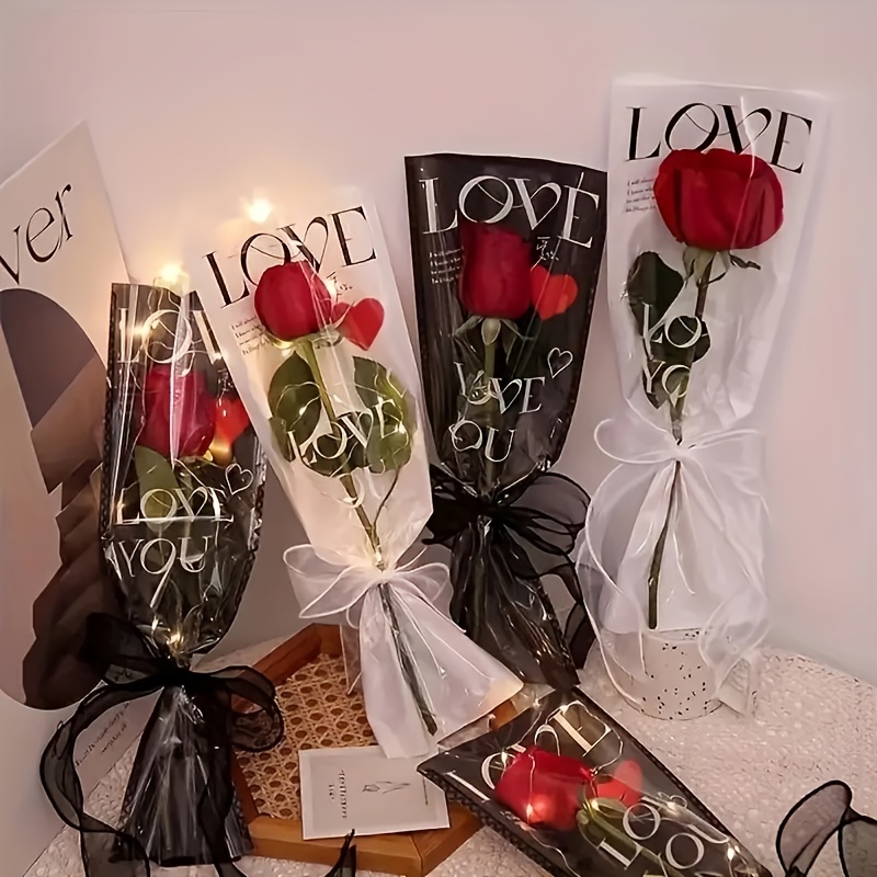 

40pcs Bouquet Sleeves - Waterproof & Dustproof Opp+ Paper Bags For Valentine's, Day, Weddings &