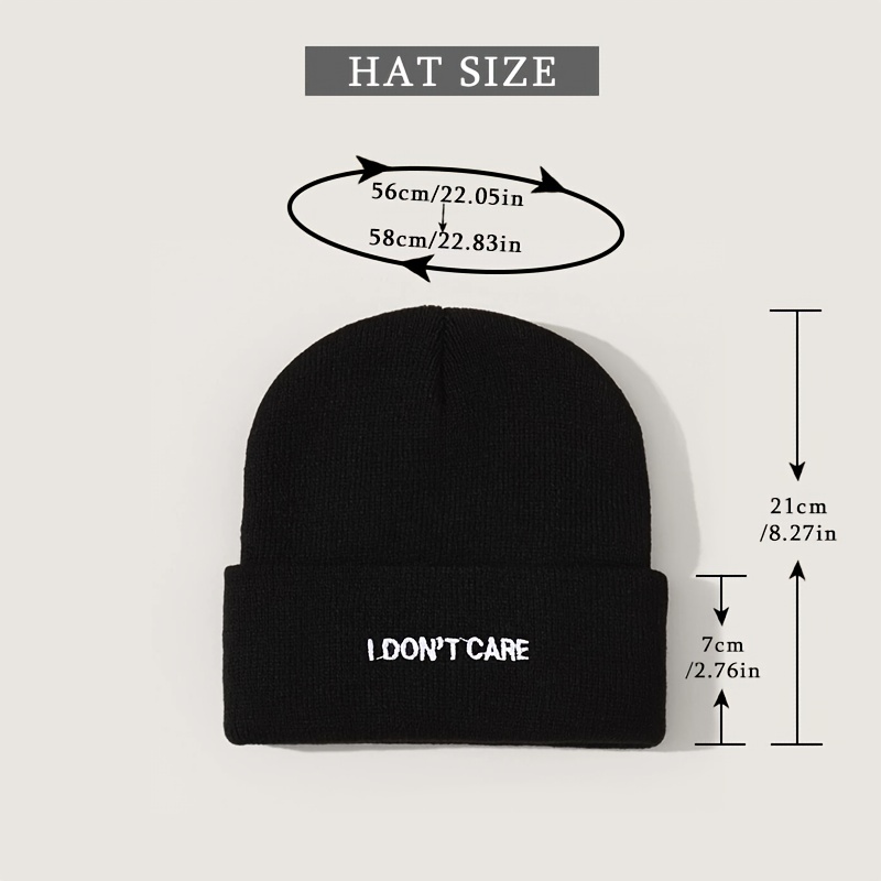 Embroidery I DON'T CARE Knit Hat Beanie Hat Cap