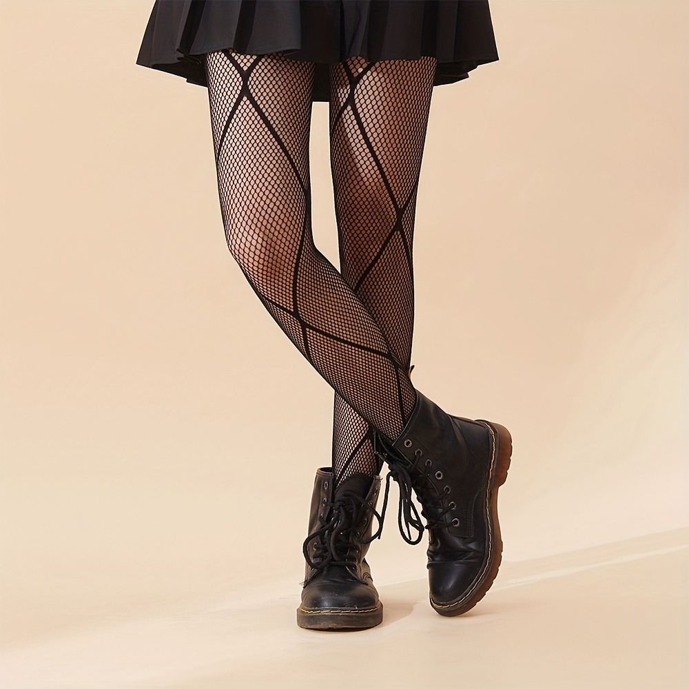 3 Pack Black Fishnet Tights, Hollow Out High Waist Mesh Pantyhose, Women's  Stockings & Hosiery