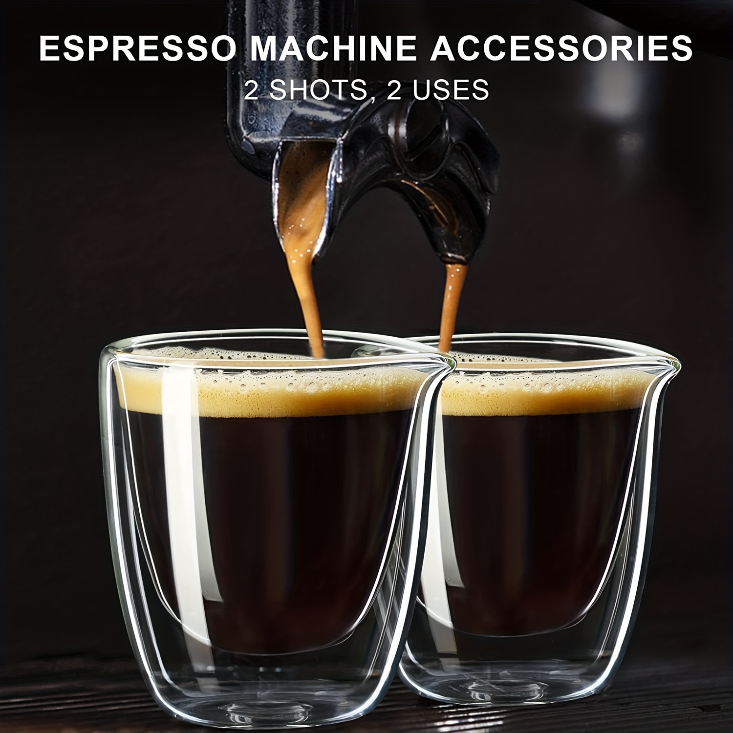 Double Wall Insulated Borosilicate Glass Espresso Coffee Mugs 2.7 Oz Set of  4 