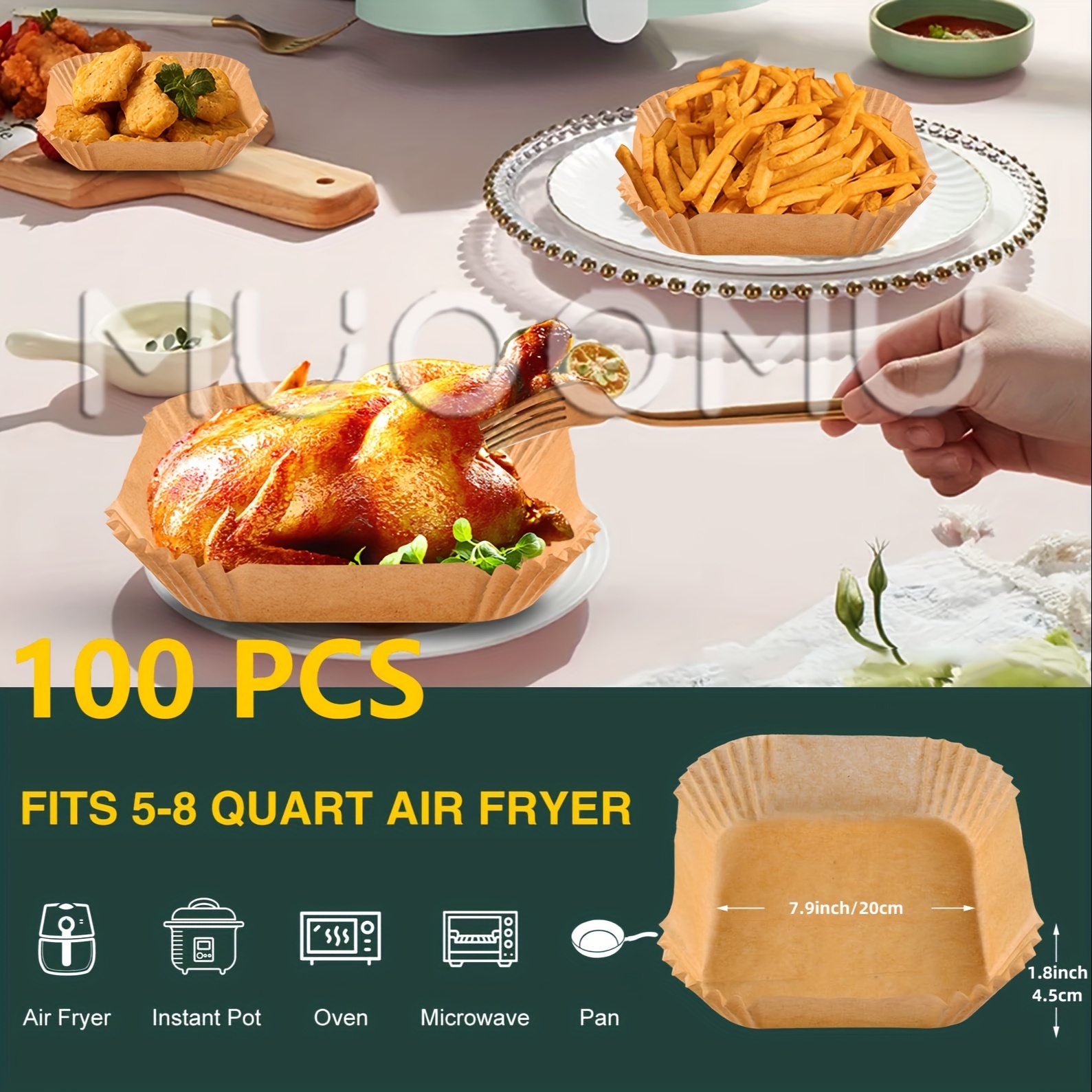 Air Fryer Liners for Ninja Air Fryer, Air fryer Disposable Paper Liner  ,100-Pack