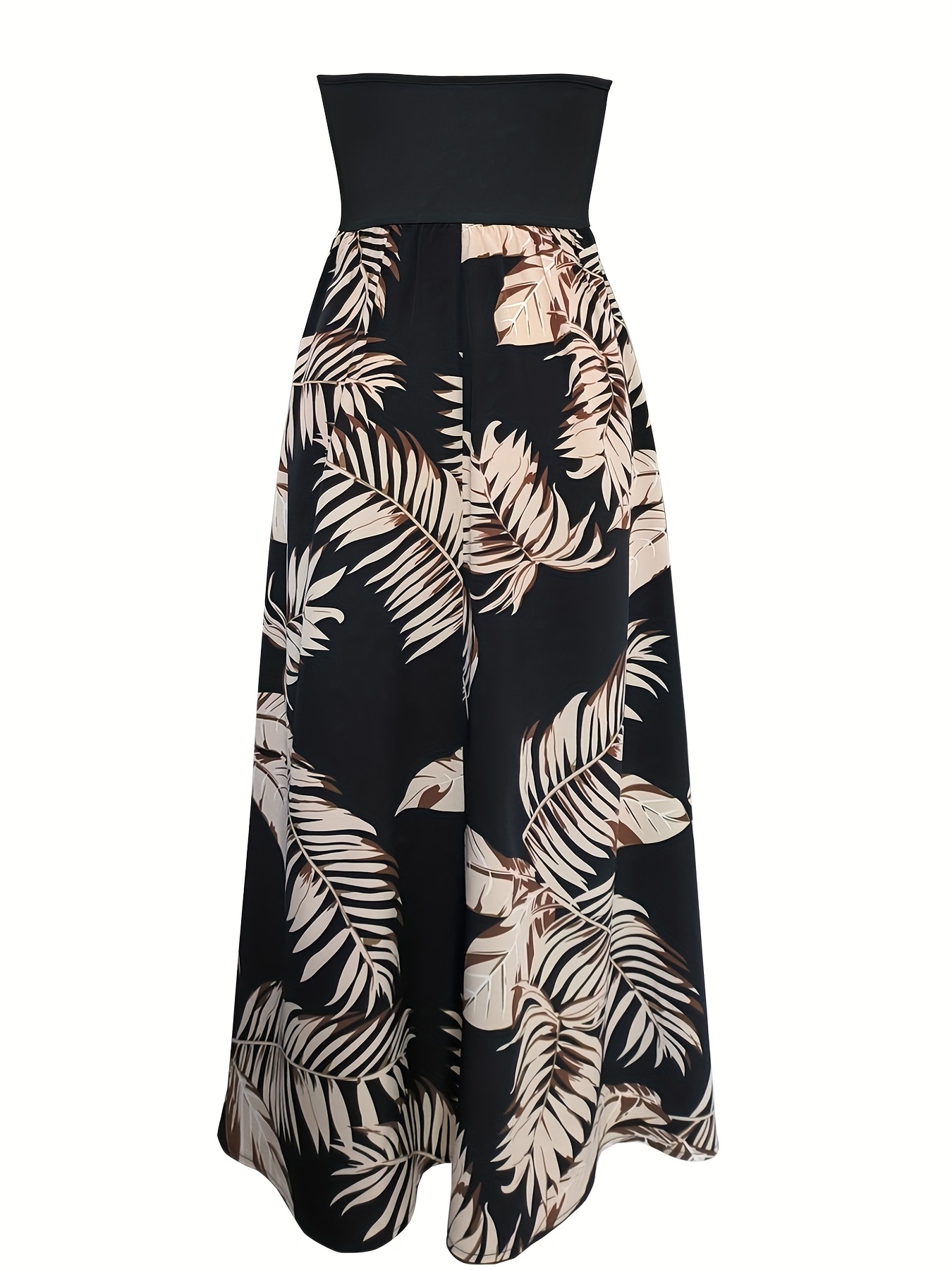 Plant Print Tube Dress Vacation Shoulder Sleeveless Maxi - Temu