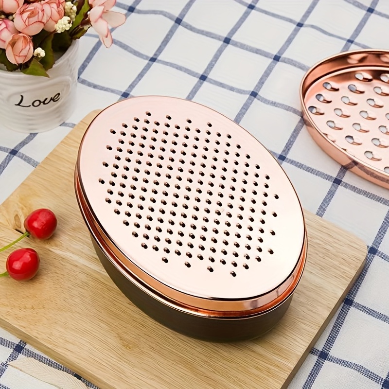 Cheese Grater with Container, Oval Stainless Steel Kitchen Grater