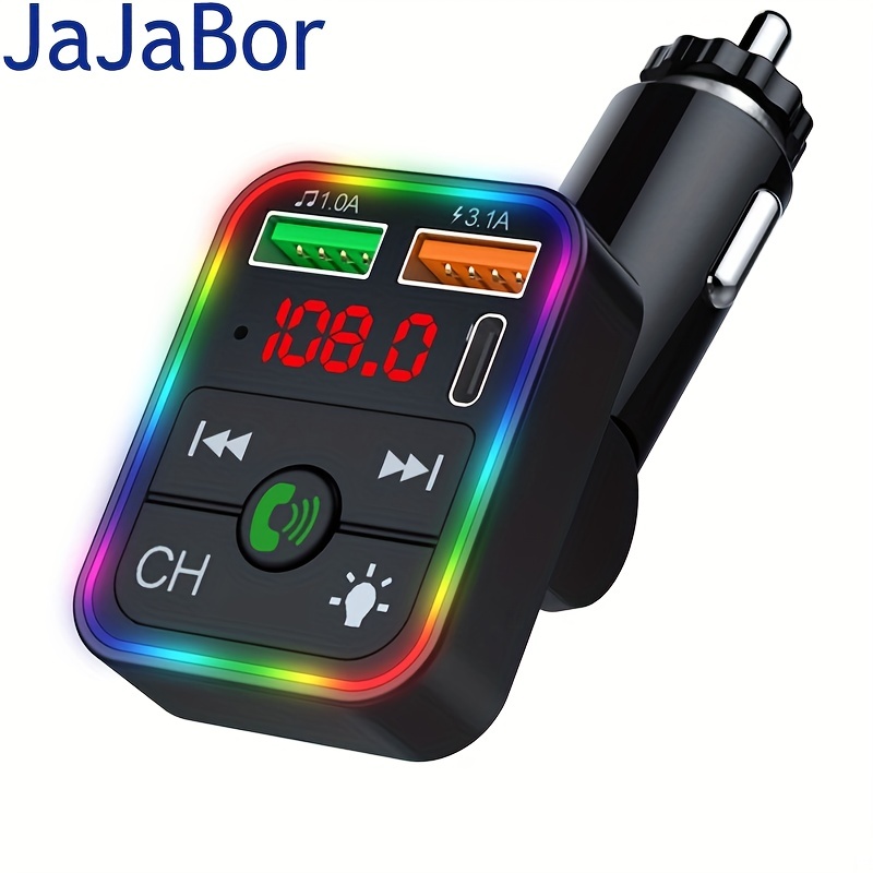JINSERTA Auto Freisprecheinrichtung Bluetooth 5,0 FM Transmitter Dual USB  Ladegerät Erweitern 2 Zigarette Leichter Ports