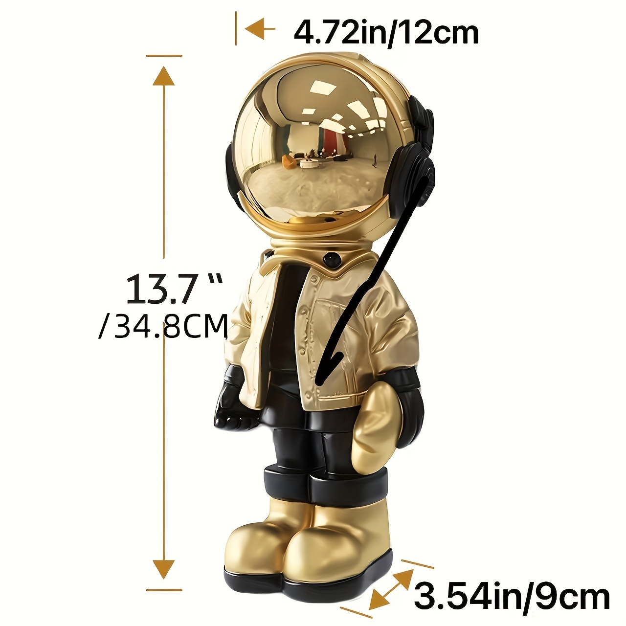 Astronaut Statue Spaceman Sculpture Resin Art Gift Golden Temu