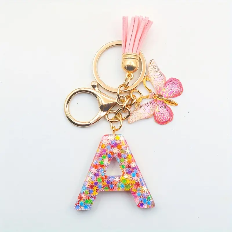 1pc Initial Letter Keychain Resin Letter Keychain Pendant Backpack Purse Accessories for Girls,Temu