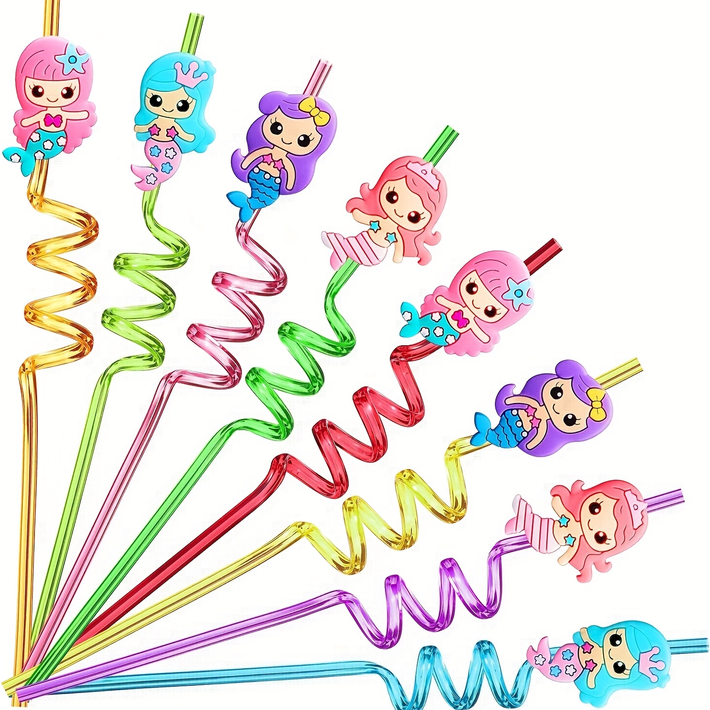 6 Count Loopy Straws, Assorted Colors, Reusable Plastic Crazy Loop Straws for Birthday Party or Classroom Activities, Size: 11 in Length