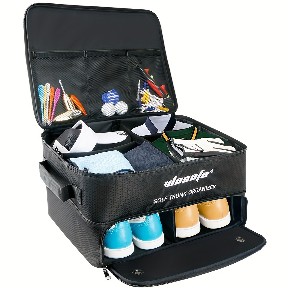 Golf Trunk Organizer 2 Layer Portable Water Resistant Golf Trunk Storage 