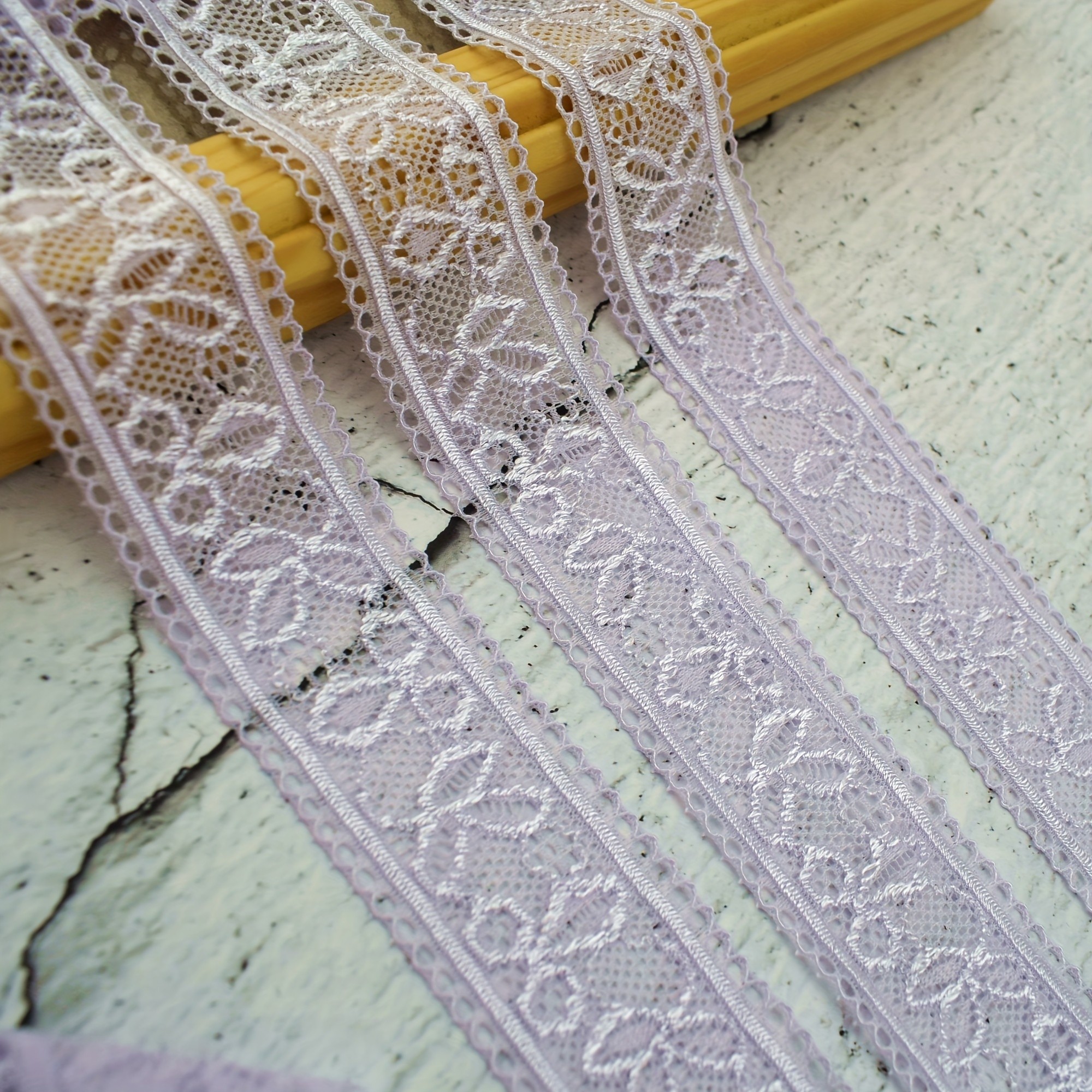 4 Yards Lavender Elastic Lace Trim Ribbon Small Lace Diy - Temu