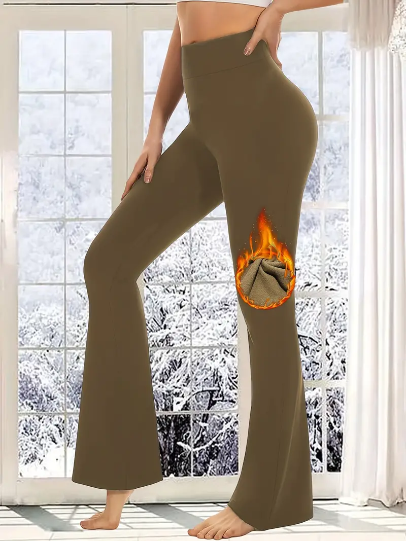 Women's Super Soft High Waisted Fleece Flare Leggings Tummy - Temu United  Kingdom